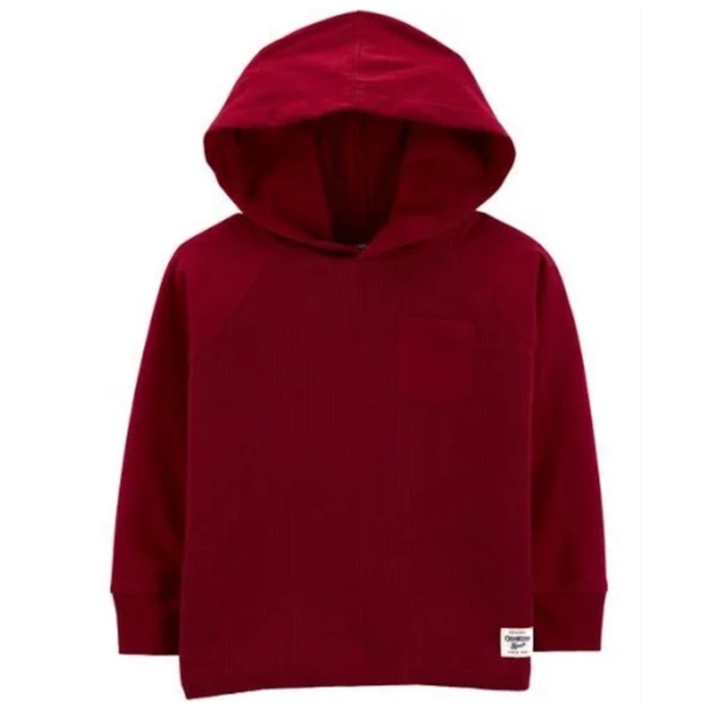 OshKosh Boys Waffle Knit Thermal Hooded Pocket Tee Shirt